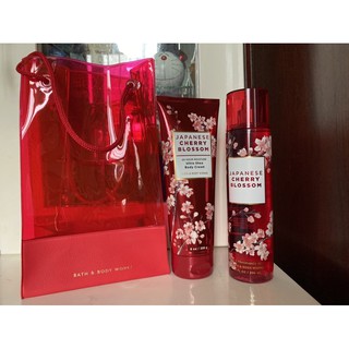 BILL US - Bộ sản phẩm set 3 loại Japanese cherry blossom gồm xịt thơm, gel tắm, túi xách fullsize