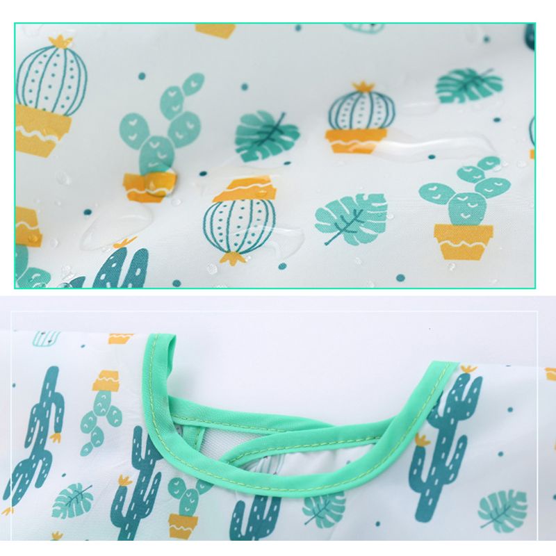 Yếm Ăn Bằng Polyester Tay Dài In Hoạt Hình Dành Cho Trẻ Em