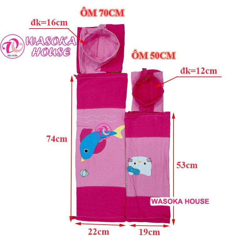 Vỏ gối ôm trẻ em, vải cotton cara đắp họa tiết dễ thương, nhiều kich thước