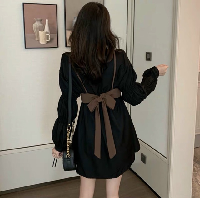 Sét đầm sơ mi phối áo 🥰 Free ship kèm ảnh chụp