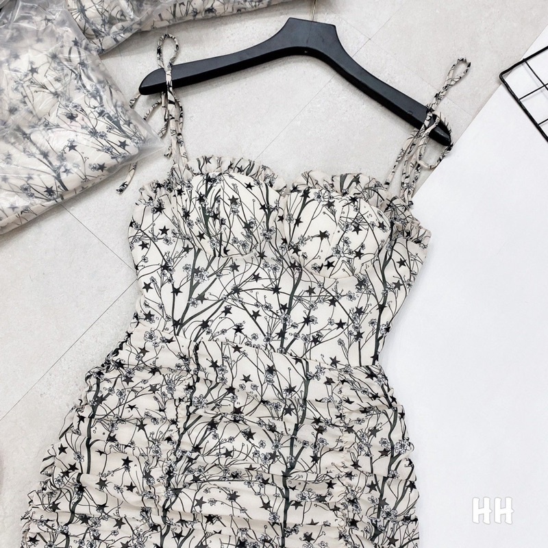 [Xả hàng] Đầm váy 2 dây hoa đuôi cá - Bobu Clothes - chất voan mền