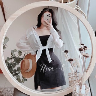 SET ĐẦM 2D ĐEN x KHOÁC SƠMI