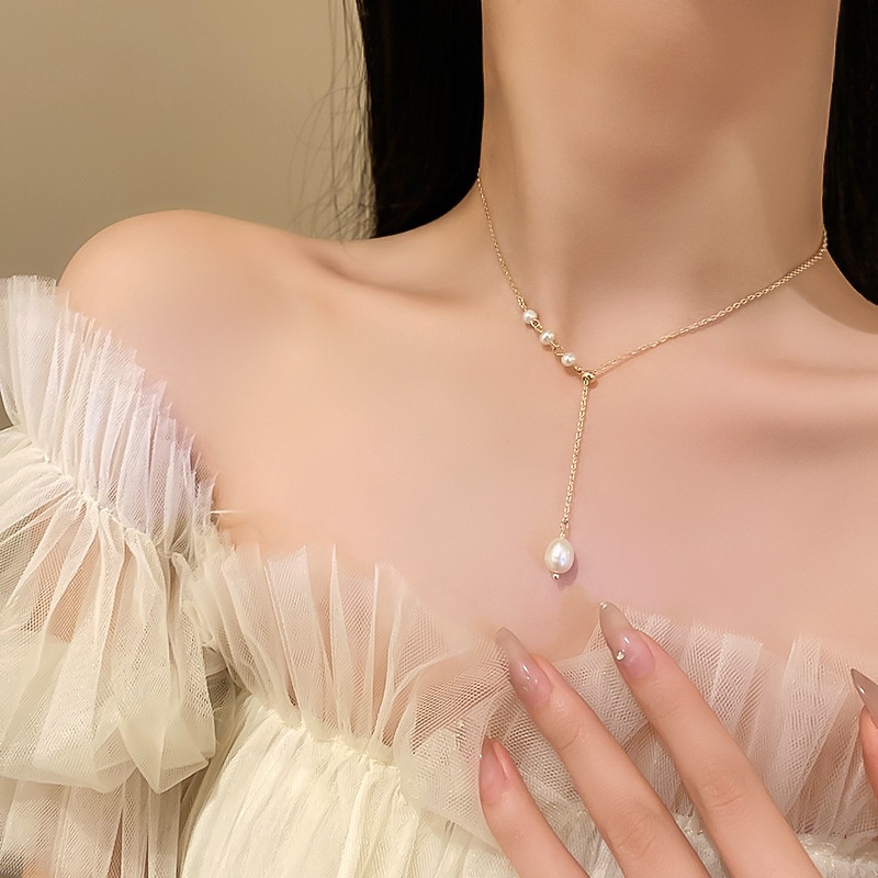 Dây chuyền ngọc trai nhân tạo treo dài dành cho nữ