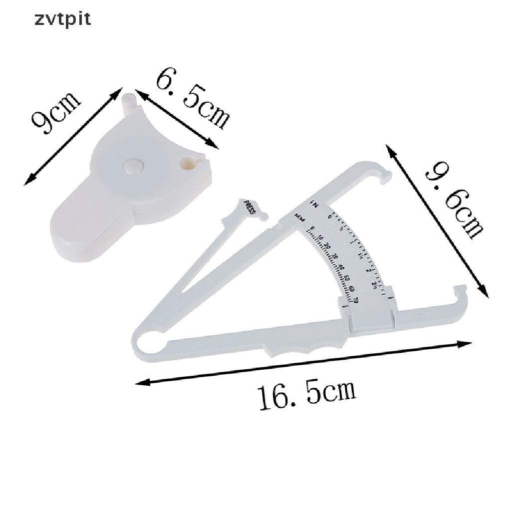 [ZVPT] 2Pcs/Set White PVC Body Fat Caliper Measure Tape Tester Fitness For Lose Weight DSF