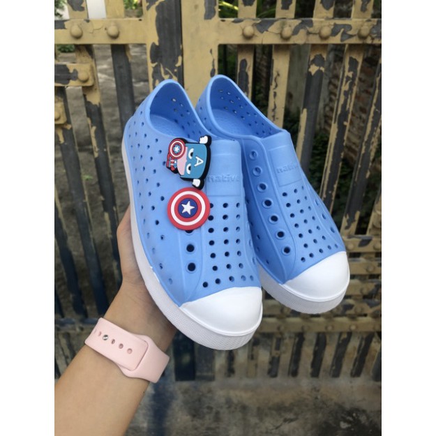 giày nhựa đi mưa native họa tiết xanh ngọc dương SHINBA213 tặng thêm 2 jibitz native