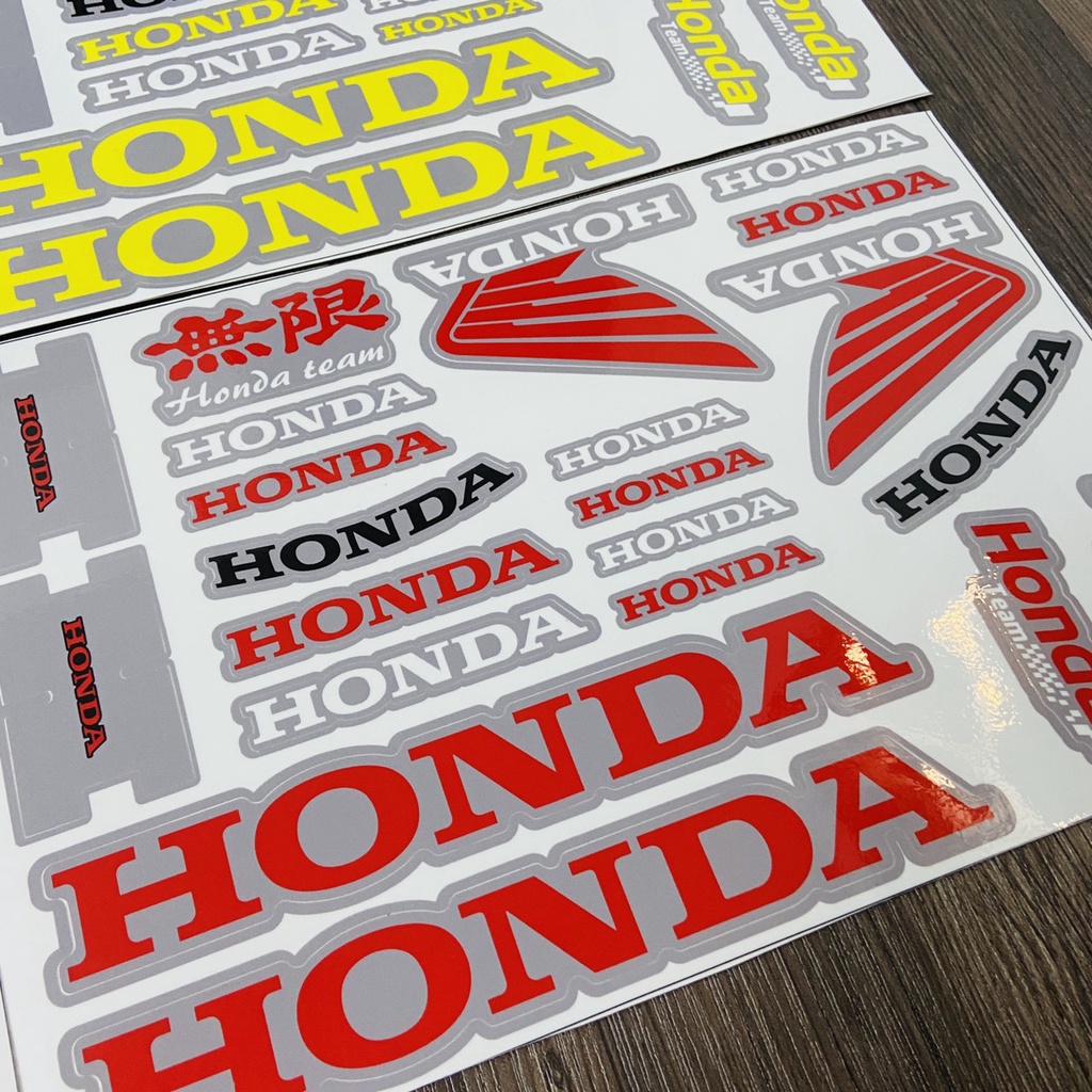 (Giá nguyên miếng) Trọn bộ tem LOGO, tem huy hiệu HONDA cánh chim WINGS độ màu, tem in nền carbon cắt LAZE