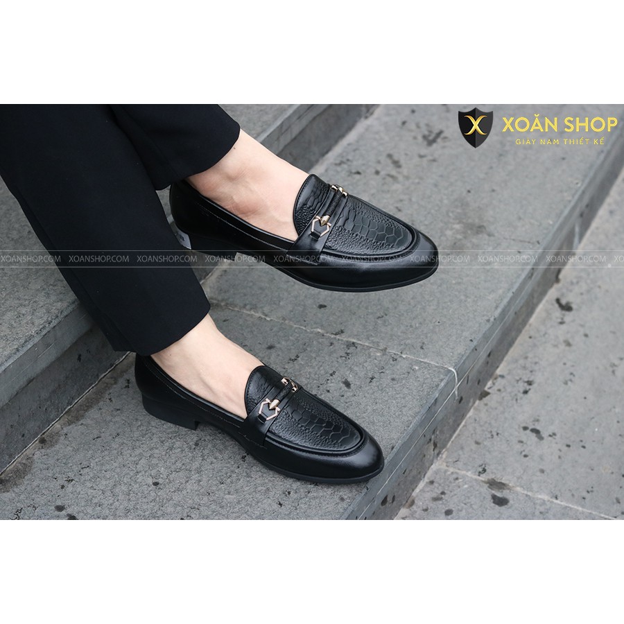 Giày Da nam xả kho giá gốc- giày lười nam dập vân đà điểu mã g004