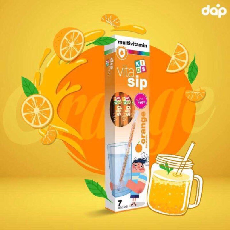 Ống hút Vitasip Kid hộp 7 ống hút bổ sung vitamin cho bé vị hoa quả nhiệt đới | BigBuy360 - bigbuy360.vn