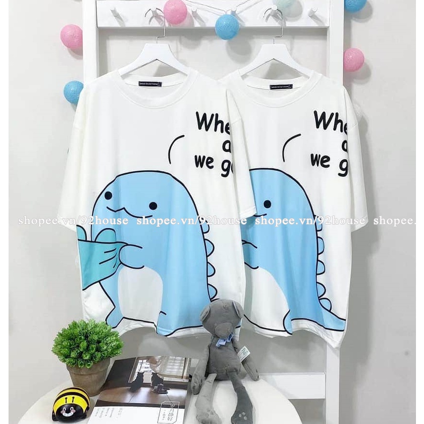 Áo phông tay lỡ unisex hoạt hình cute dáng rộng