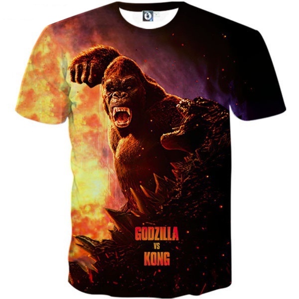 Áo Thun Tay Ngắn In Họa Tiết Hoạt Hình Godzilla 3D Thời Trang Cho Bé Trai