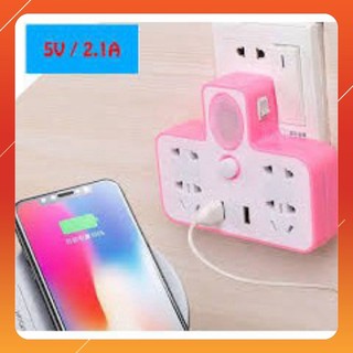 Ổ cắm đa năng kiêm sạc điện thoại và đèn ngủ phích cắm 2 chấu