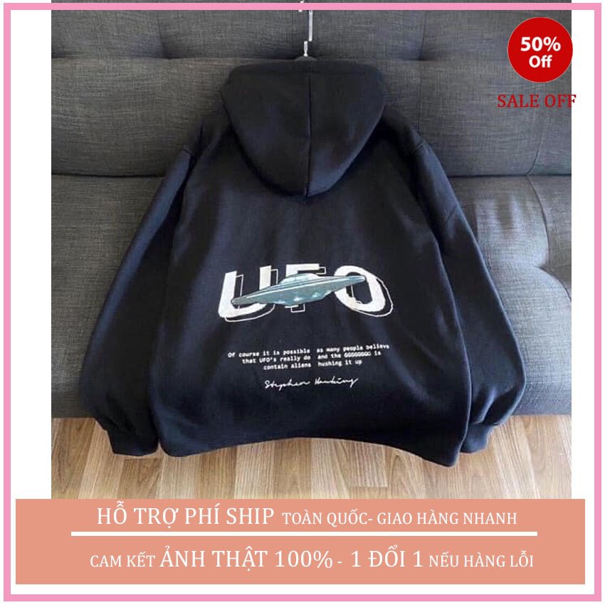 Áo hoodie nam nữ - Áo Khoác Nỉ Thu Đông Unisex kiểu dáng from rộng Lửng phom rộng trơn cực đẹp UFO đen trắng | BigBuy360 - bigbuy360.vn