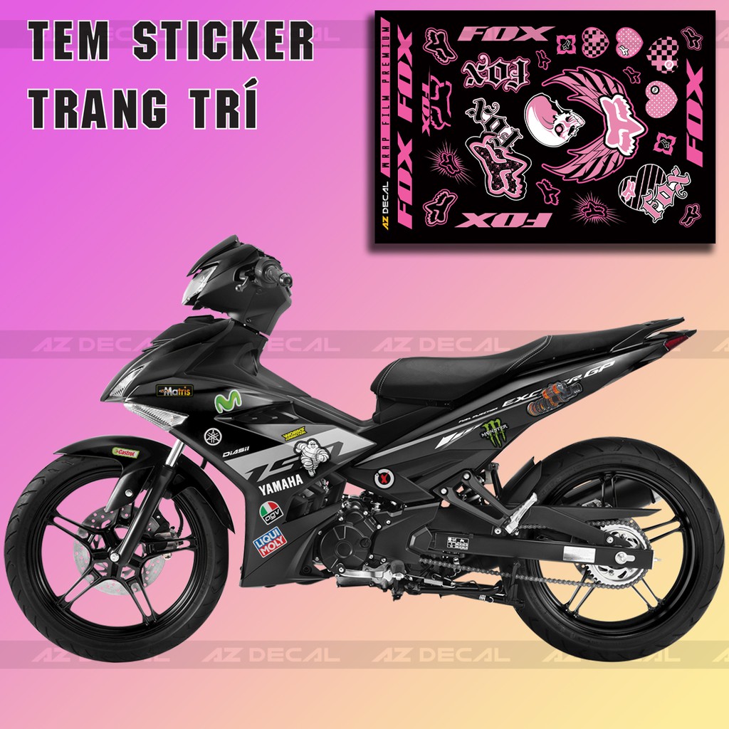 [Set A4] Sticker Dán Xe Chủ Đề Fox Pink 01 | Trang Trí Xe Máy, Xe Điện, Nón Bảo Hiểm, Laptop, Điện Thoại