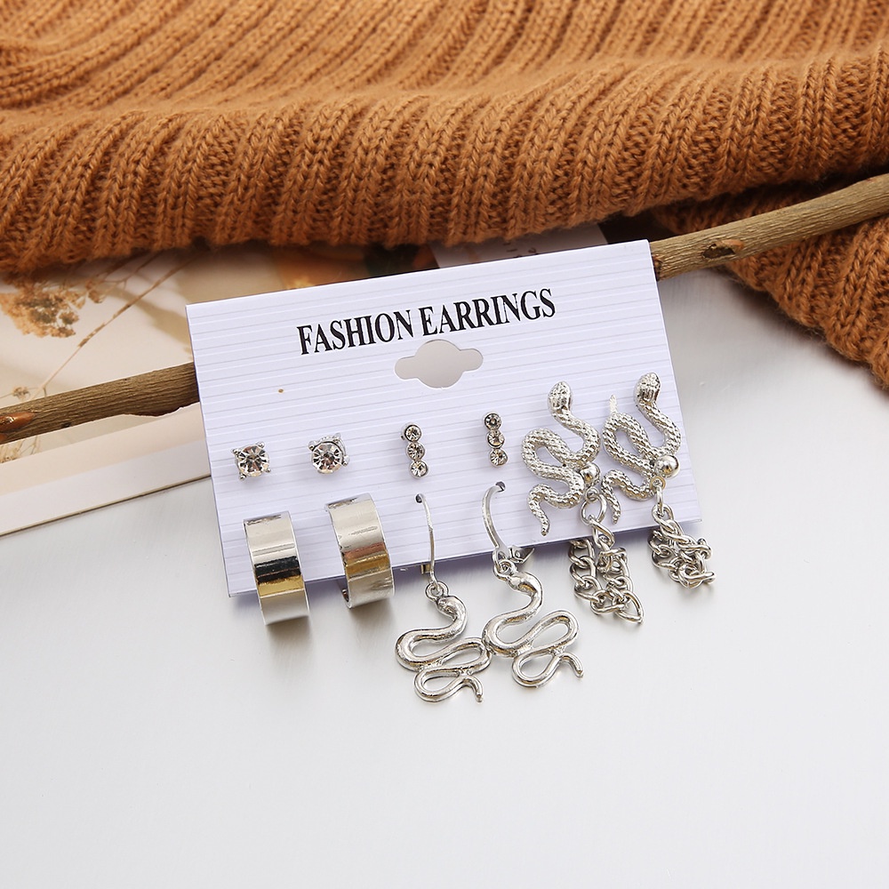 1 Set Bông Tai Hình Rắn Đính Ngọc Trai Và Bướm Mini Bằng Hợp Kim Thời Trang Thanh Lịch Dành Cho Nữ