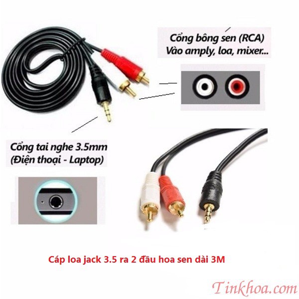 [Mã ELORDER5 giảm 10k đơn 20k] Cáp loa jack 3.5 ra 2 đầu hoa sen dài 3M 23A-3M.