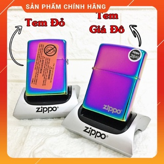 Bật.lửa-hộp.quẹt ziippo usa màu tím titan, có tem đỏ. tím cầu vòng - tím ánh kim, tím bảy màu