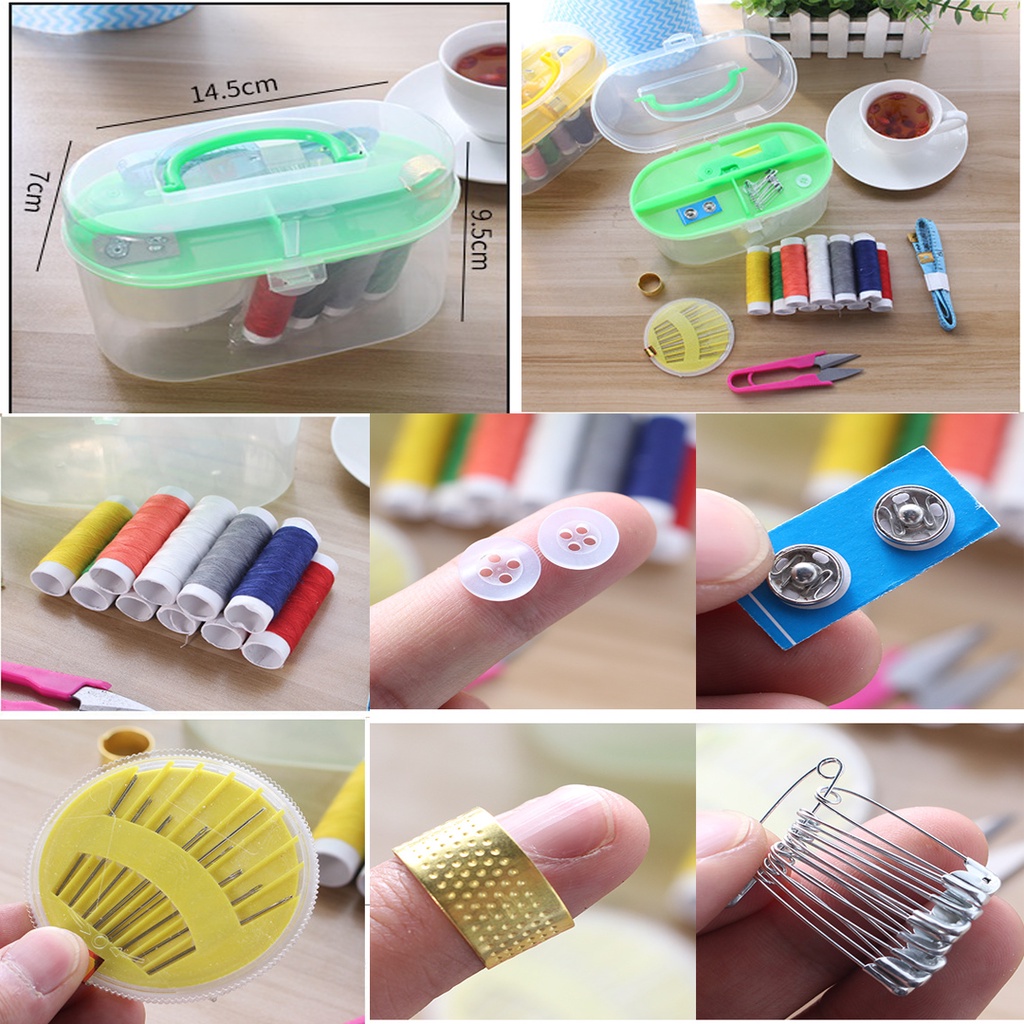 Bộ kim chỉ may vá đa năng kèm hộp đựng trong suốt