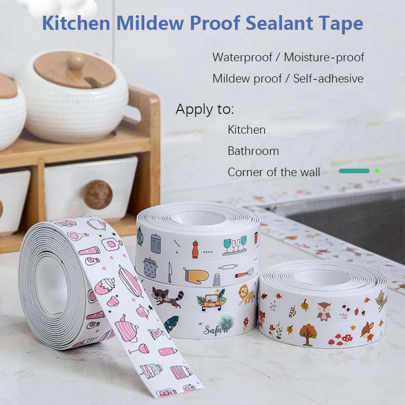 Băng Keo Dán Mép, Viền, Đường Ron, Bồn Rửa, Tường, Bồn Tắm dài 3m X 4cm Chống Thấm Nước, Chống Bung Tróc