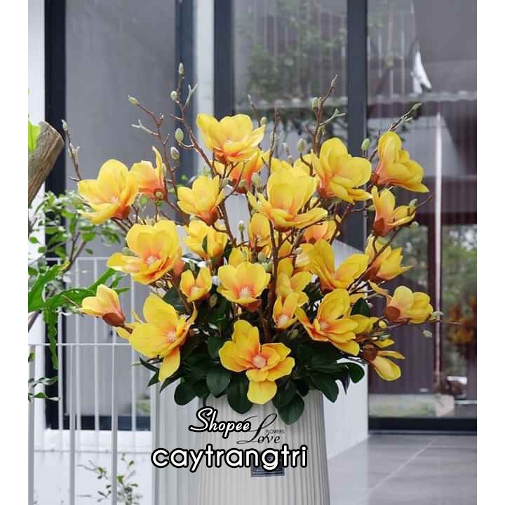 🌸 Cành hoa mộc lan cao su 5 bông dài 80cm - HÀNG CAO CẤP