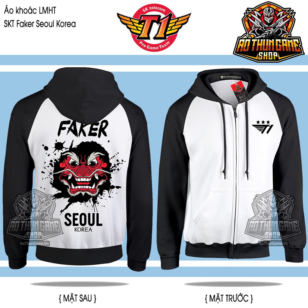 Áo khoác SKT Faker Seoul Korea Mới, áo khoác LoL Game LMHT SKT T1 Hàn quốc (Mẫu mới, có nón) | AoThunGameVn | BigBuy360 - bigbuy360.vn
