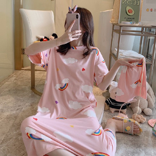 Váy Ngủ Cộc Tay Mặc Nhà Đầm Ngủ Dáng Suông Chất Cotton Mềm Mát Latozia BĐN12