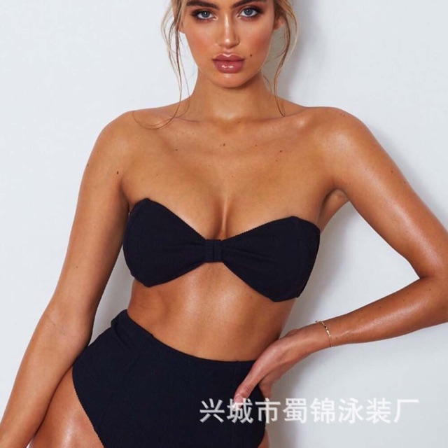 (Sẵn S/ trắng) Bikini 2 mảnh cạp cao cúp ngực sexy