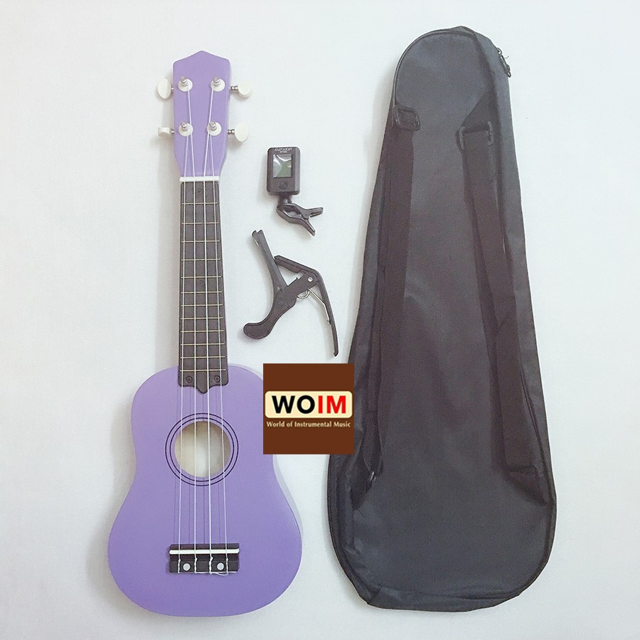 Đàn Ukulele Soprano Size 21 Inch Woim 35A15 tặng kèm capo nâng tông + bao vải thời trang + máy lên dây