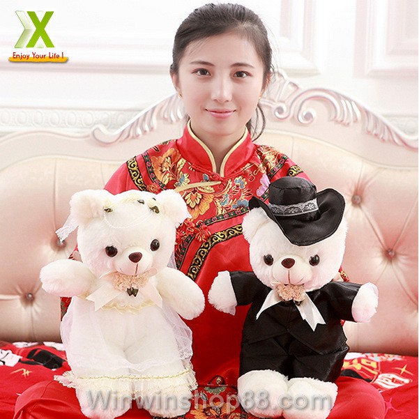 Gấu bông cô dâu chú rể cao 40cm TNB231 - Winz.vn