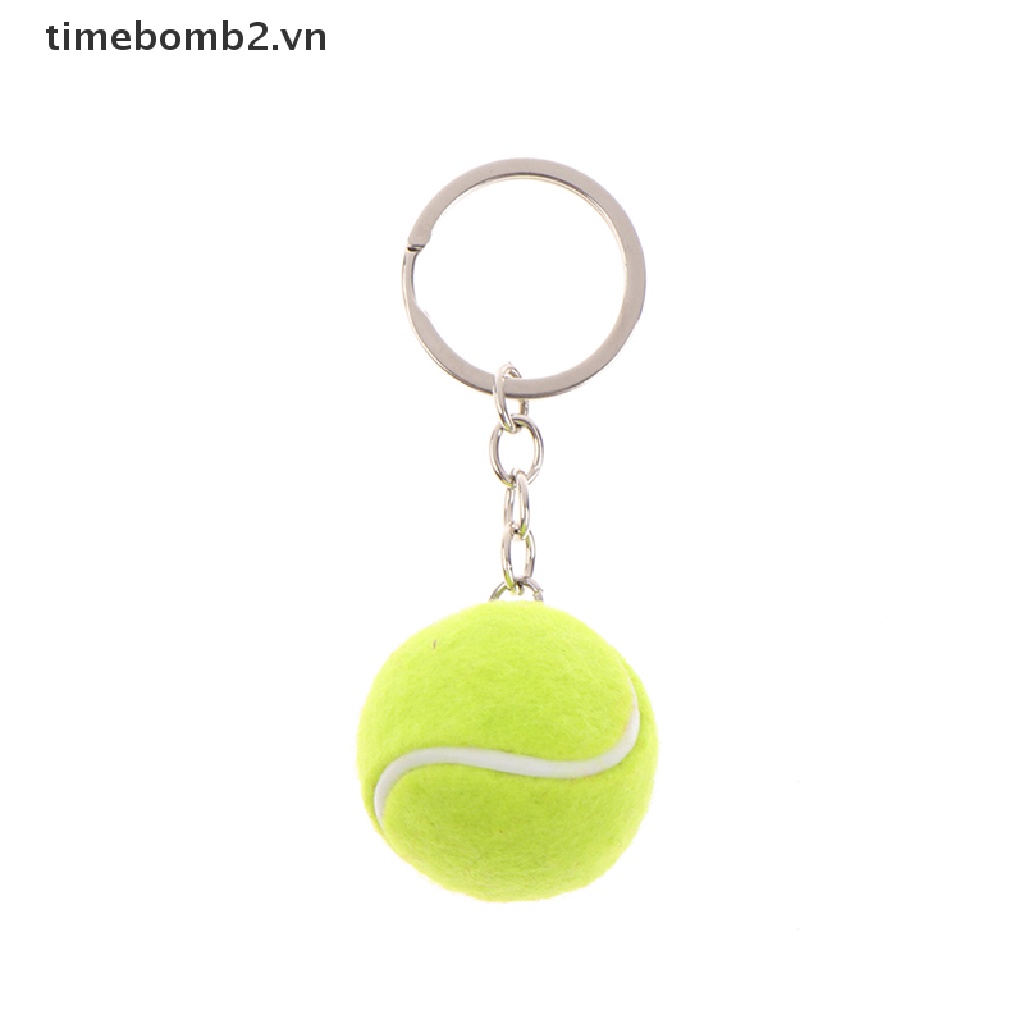 {Thời Trang Mới} Móc Chìa Khóa Thể Thao Bằng Kim Loại Hình Quả Bóng Tennis Màu Bạc