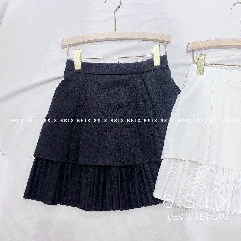 Chân váy xoè dập ly dưới - Đen, Trắng | BigBuy360 - bigbuy360.vn