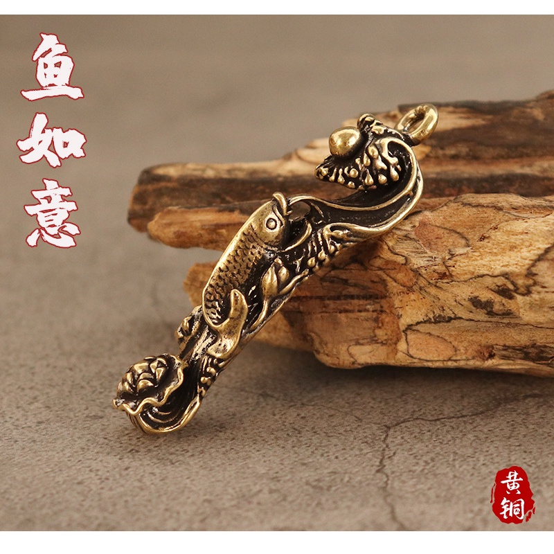 Móc chìa khóa hình cá bằng đồng thau nguyên chất