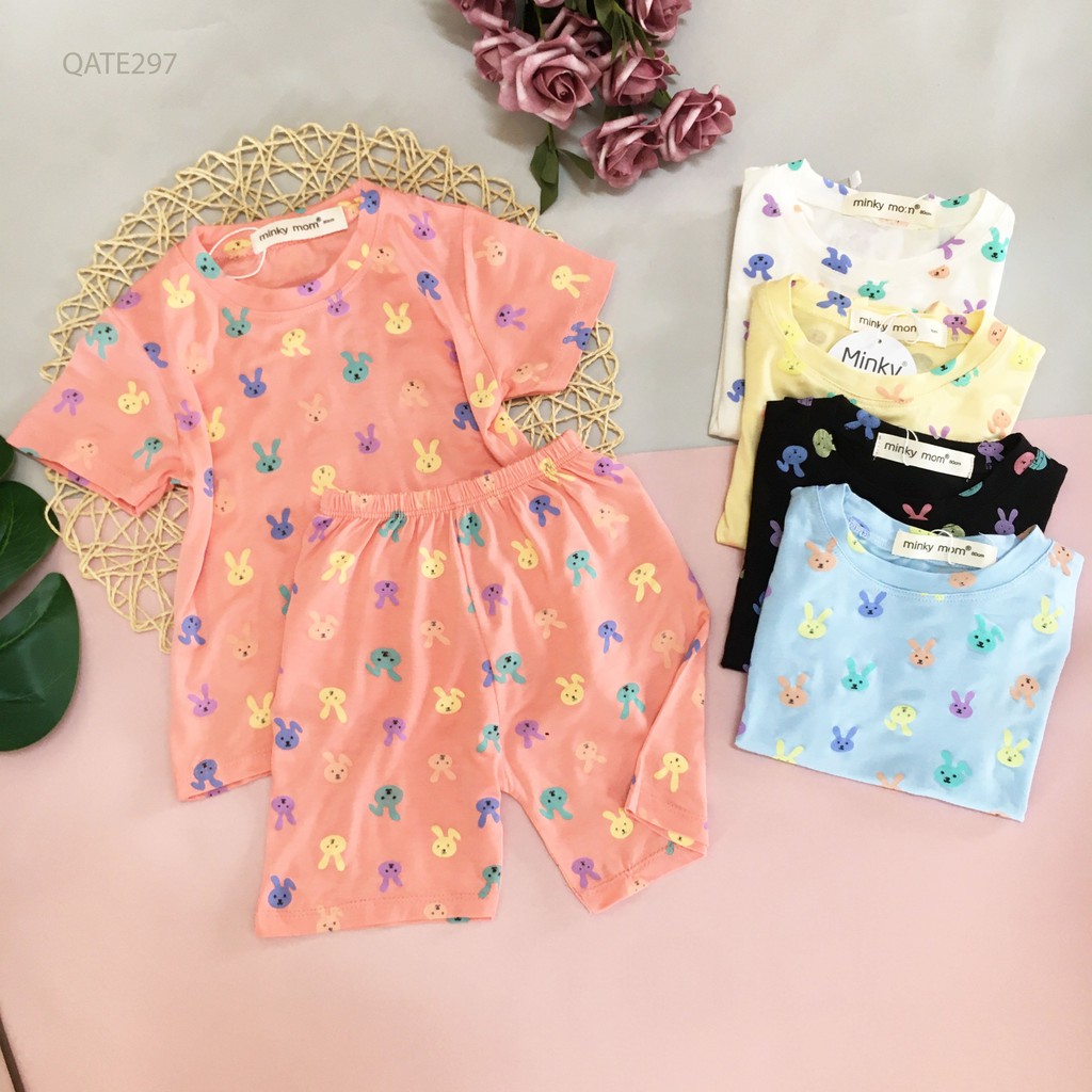 Bộ Cộc Tay Thun Lạnh Minky Mom Thỏ 7 Màu Chất Cực Đẹp Cho Bé Trai Bé Gái (7-17Kg) Namkidshop (QATE297)