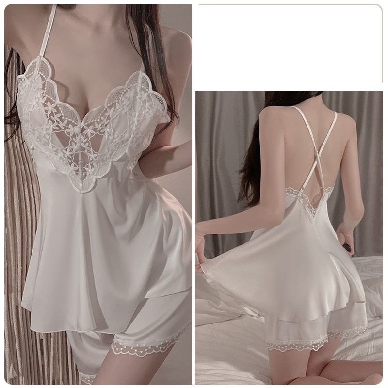 Bộ ngủ 2 dây viền ren quyến rũ Cao Cấp 2196