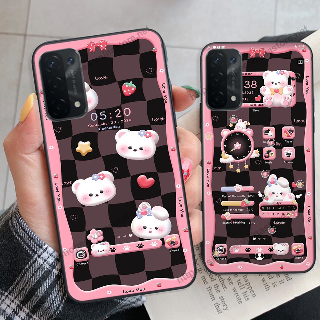 Ốp lưng Oppo A54 / A55 4G / A55 5G gấu, đồng hồ dễ thương cute giá rẻ