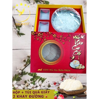 Bộ hôp quà yến sào cao cấp hoa mai - 2 khay đường - màu đỏ