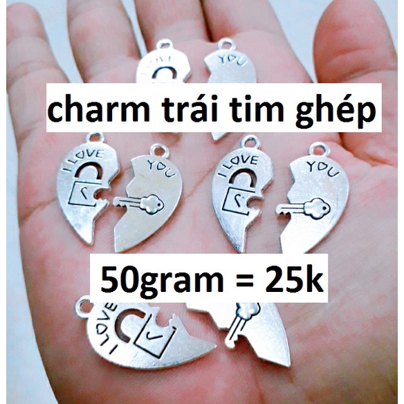 sỉ charm trái tim ghép i love you : 50 gram = 25k / 1 gói [ chuyên sỉ charm giá sỉ rẻ nhất ]