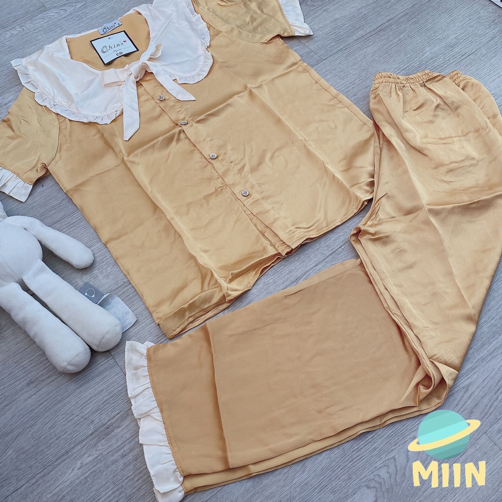 [NGỦ CAO CẤP] BỘ PYJAMA VÀNG TRƠN CỔ BÈO - CHẤT LIỆU LATIN CAO CẤP - PHIÊN BẢN ĐÁNG YÊU