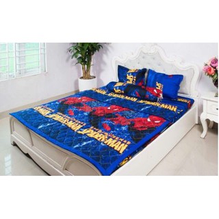 Bộ Drap ctton poly người nhện có chăn 1m6 x 2m