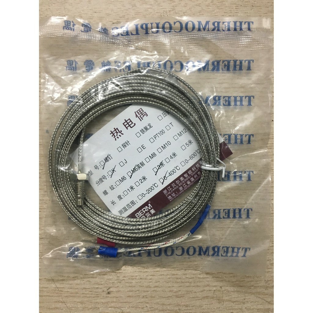 Cảm biến nhiệt độ WRNT-01 ( can nhiệt K, can K ) độ dài dây 2000mm và 3000mm M6