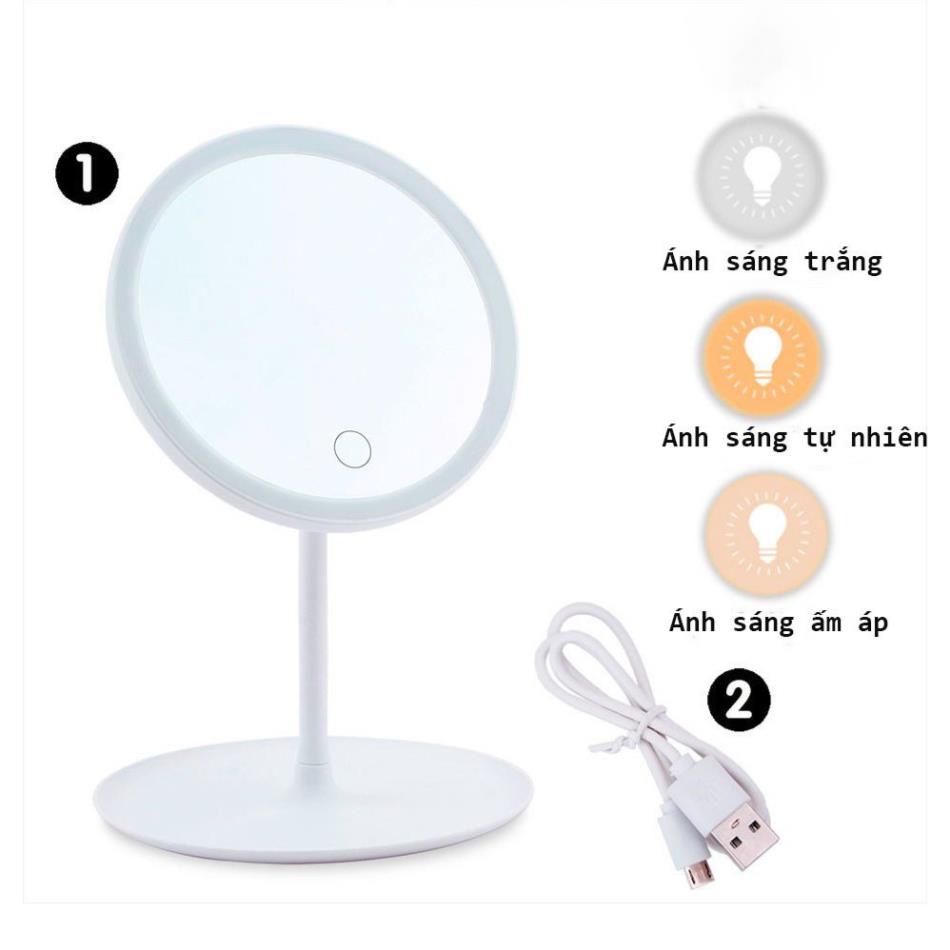 Gương Để Bàn Trang Điểm Có Đèn Led Cảm Ứng 3 Chế Độ Ánh Sáng Gương MakeUp - PNX Lighting