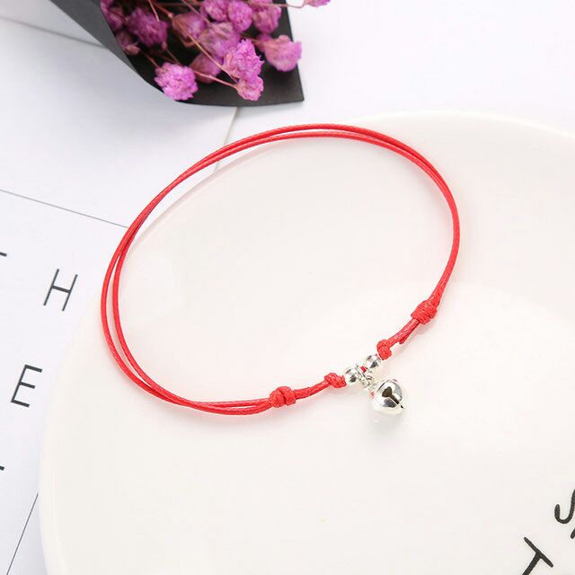 Vòng tay cặp chuông nhỏ dây sáp Hàn Quốc hai màu đen và đỏ