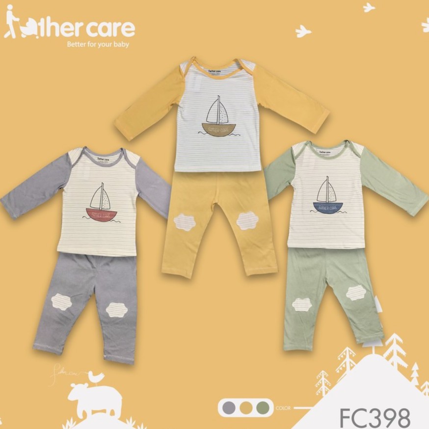 Bộ Quần áo trẻ em FatherCare DT Vai chồm - Thuyền (Kẻ-Trơn) FC398