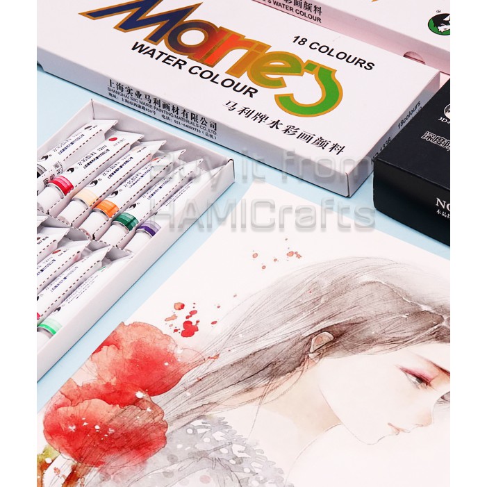 [Mã LIFEB04ALL giảm 10% tối đa 15K đơn 0Đ] Màu nước Maries dung tích 12ml hộp trắng, water color maries