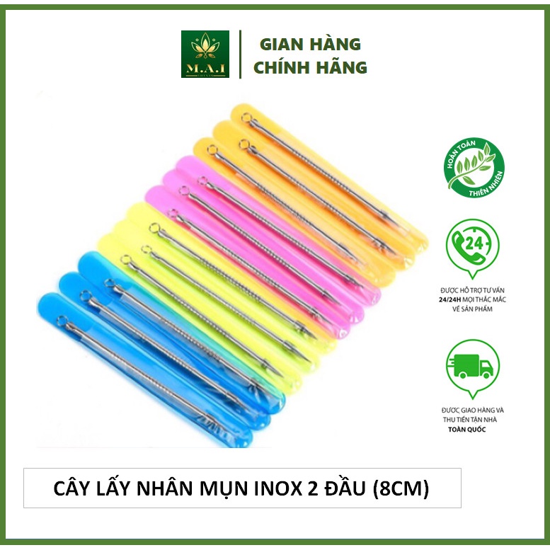 Cây nặn mụn, cây lấy nhân mụn, que nặn mụn 2 đầu 8cm và 12 cm