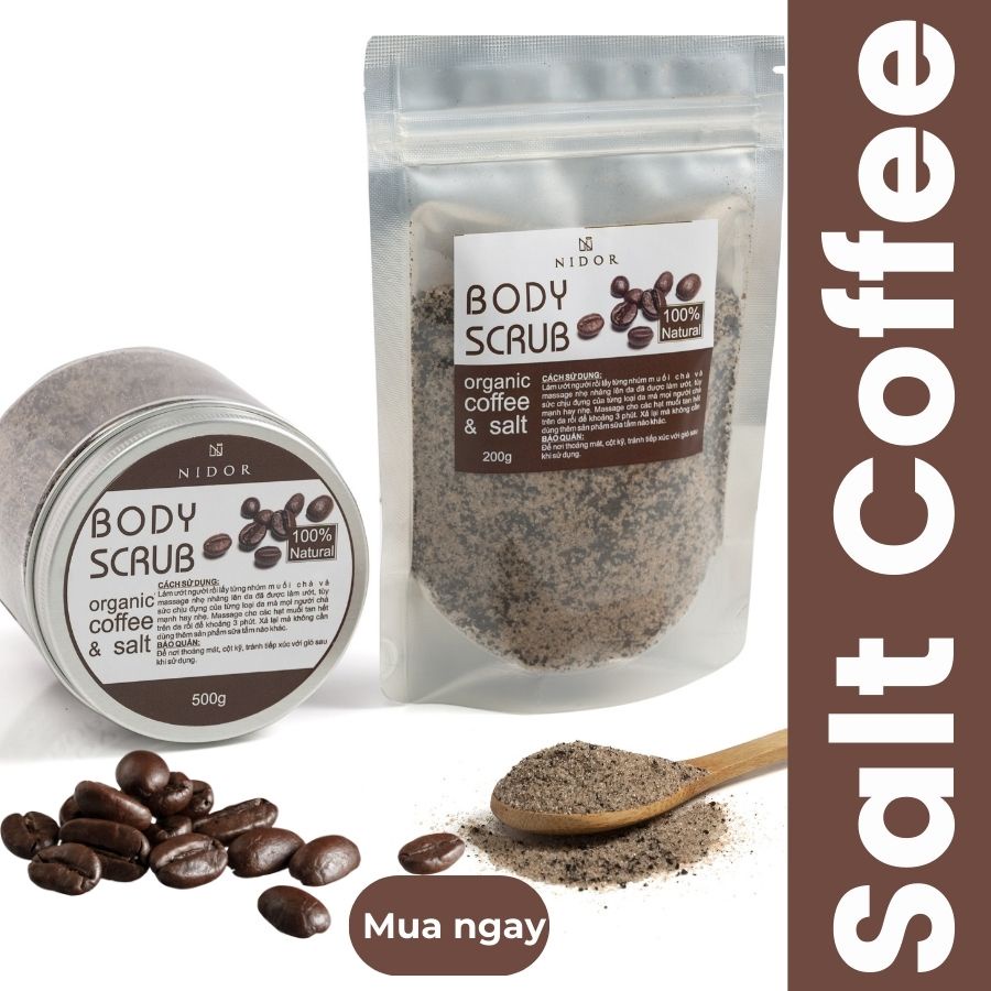 Muối Tẩy Tế Bào Chết Cà Phê Giảm Thâm Mụn Lưng - Coffee Salt Scrub - 100% Natural