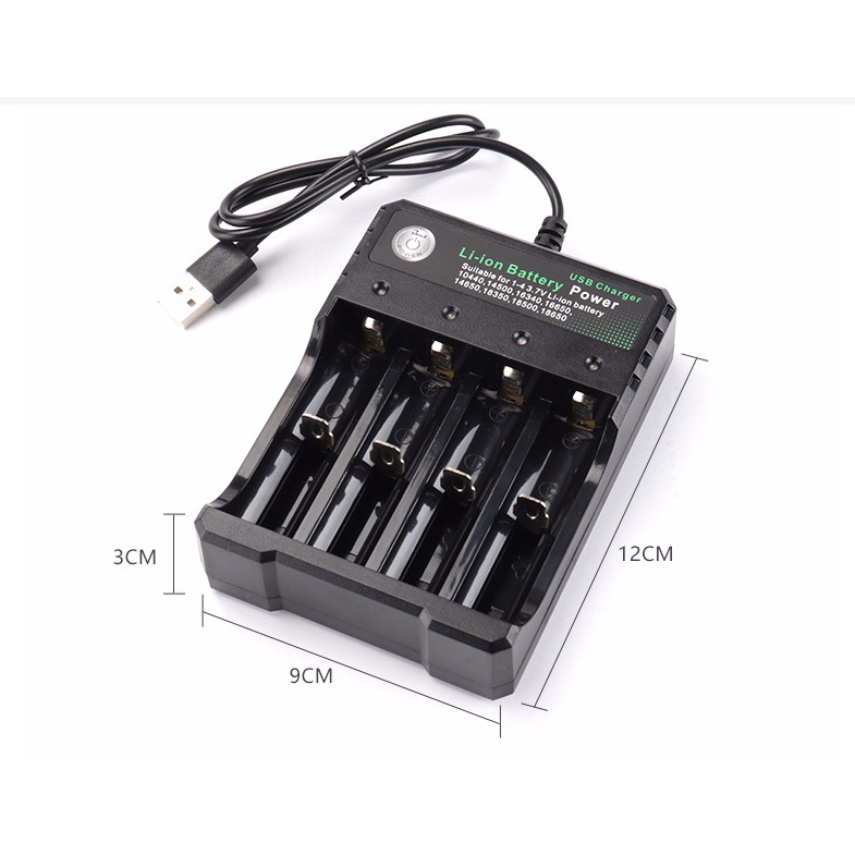 Bộ sạc 2 Pin và 4 Pin Lithium từ pin 10440 đến 18650 tự ngắt khi đầy