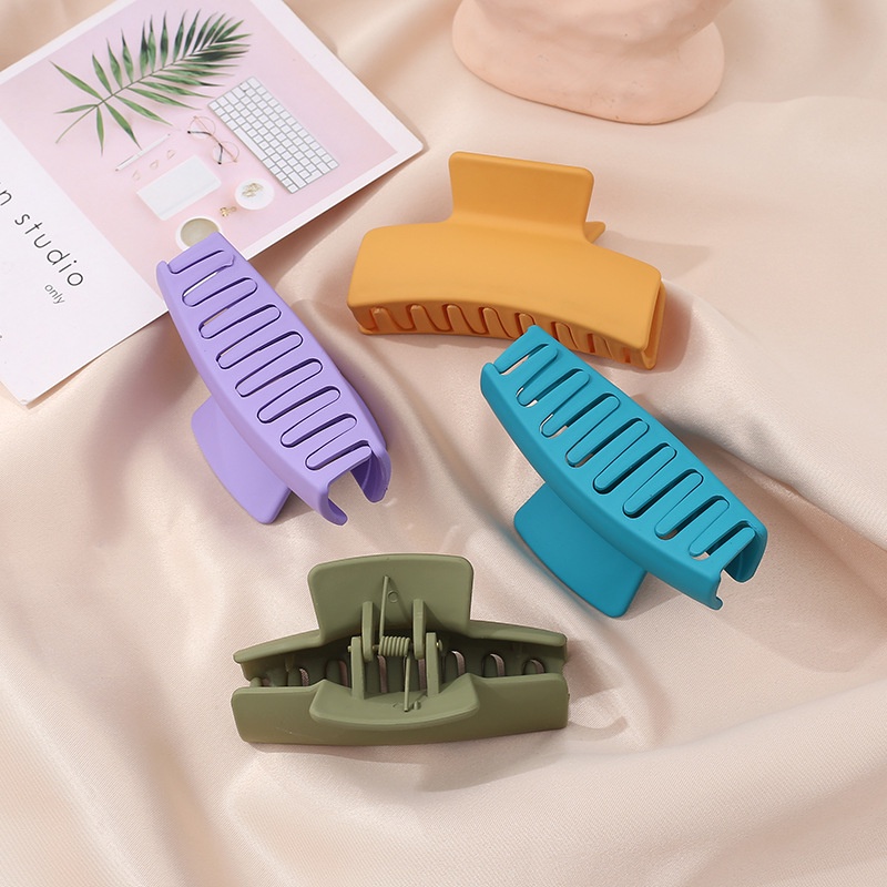 (0616) Kẹp Tóc Nhựa Lì Nhỡ Đơn Giản Màu Vintage Thanh Lịch Hàn Quốc