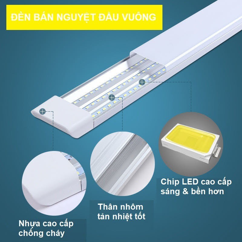 Đèn Led Bán Nguyệt Đầu Vuông 60cm - 30w