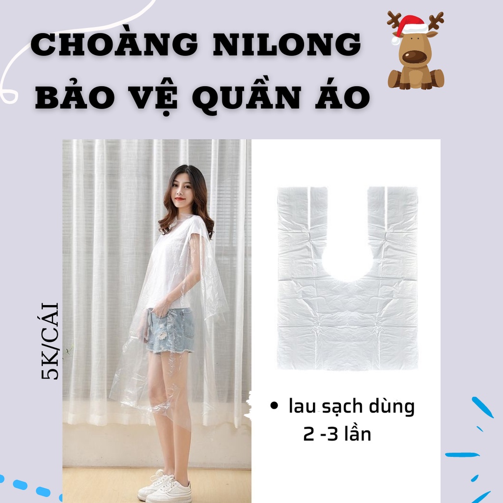 Áo choàng nilong bảo vệ quần áo [ lau sạch dùng được 2-3 lần ]