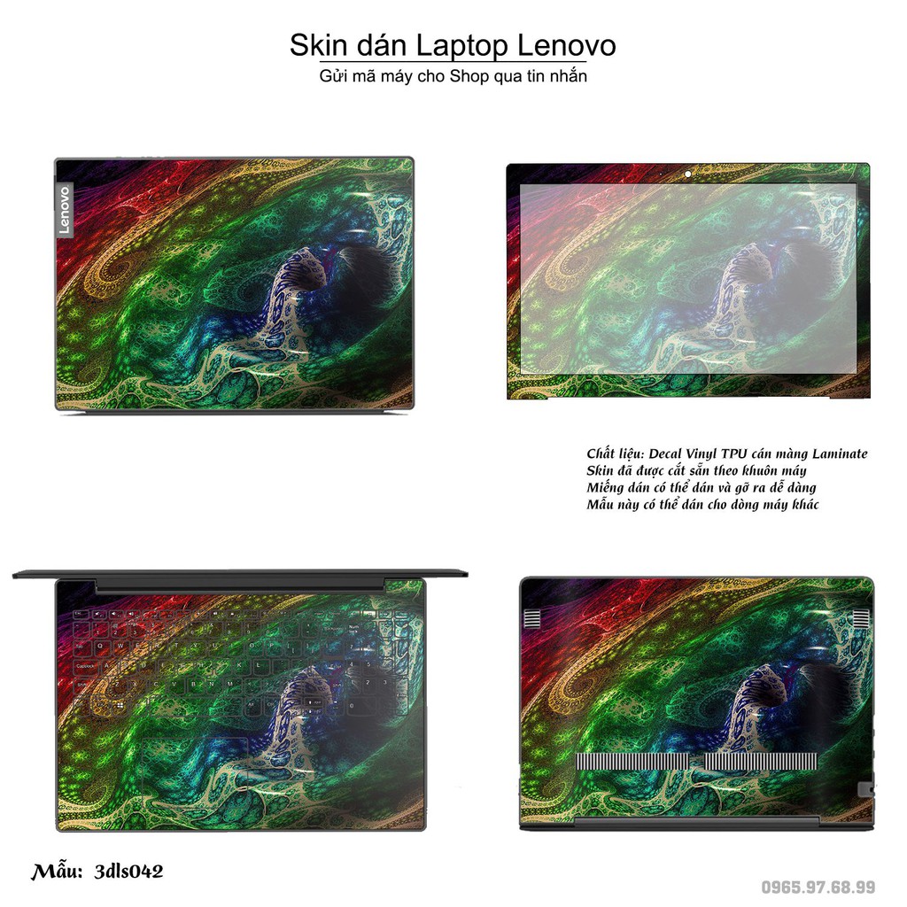 Skin dán Laptop Lenovo in hình 3D họa tiết (inbox mã máy cho Shop)